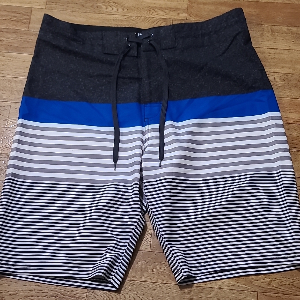 Old Navy Black and Blue Board Shorts Swimwear (D2)
